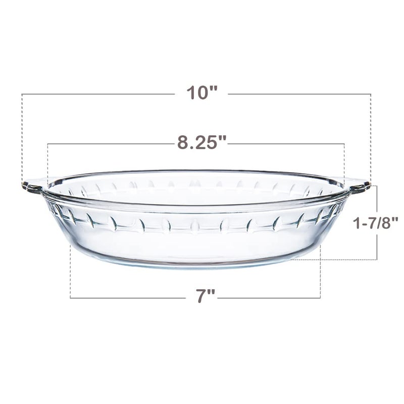 Kingrol 3 Pack Glass Pie Plates with Handles, 9 Inches Baking Dishes, Clear Glass Serving Plates for Snacks, Salads, Desserts - Image 2